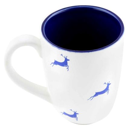Navy Blue Running Deer Decorative Handcraft Ceramic Coffee Mug